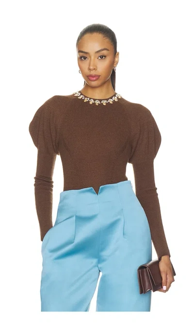 Ulla Johnson Imara Wool Bodysuit With Embellishments In Brown