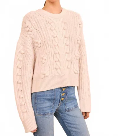 Ulla Johnson Indra Cable Knit Pullover In Alabaster In Animal Print