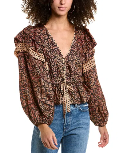 Ulla Johnson Indra Silk-blend Blouse In Brown