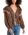 Ulla Johnson Indra Silk-blend Blouse In Brown