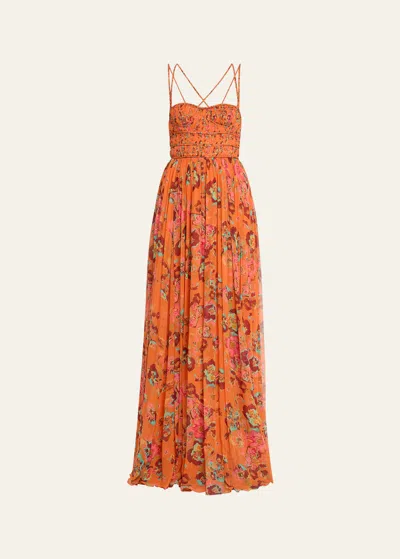 Ulla Johnson Ines Printed Silk Gown In Begonia