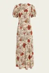Ulla Johnson Ines Puff Sleeve Midi Dress In Winter Garden In Multi