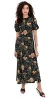 Ulla Johnson Ines Floral-print Silk Crepe De Chine Midi Dress In Green