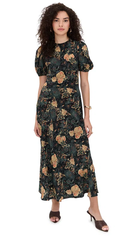 Ulla Johnson Ines Floral-print Silk Crepe De Chine Midi Dress In Multi