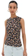 Ulla Johnson Medea Floral Ruched Sleeveless Top In Aura