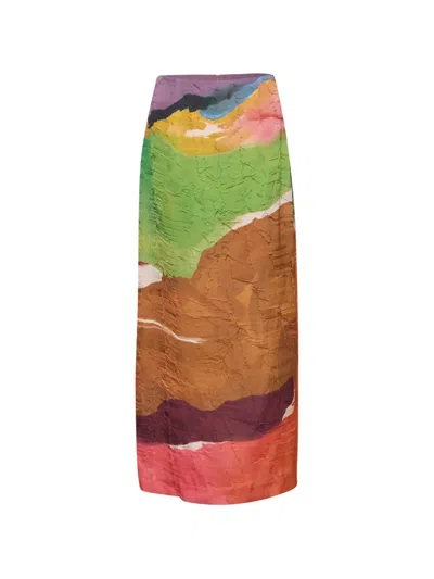 Ulla Johnson Inez Crinkled-satin Skirt In Multi