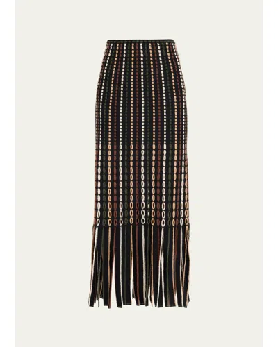 Ulla Johnson Inez Fringe Knit Midi Skirt In Noctis