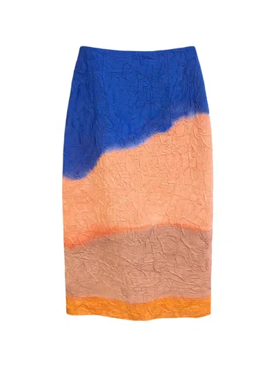 Ulla Johnson Inez Satin Midi Pencil Skirt In Multi