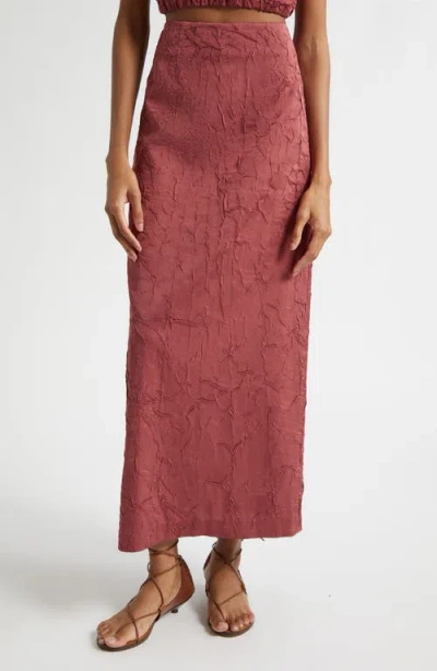 Ulla Johnson Inez Crinkled-satin Midi Skirt In Pink