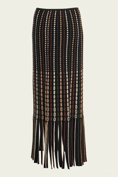 Ulla Johnson Ineze Fringe-detail Knitted Maxi Skirt In Black