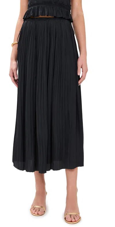 Ulla Johnson Ineze Pleated Midi Skirt In Black