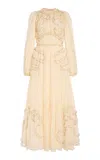 Ulla Johnson Iona Embroidered Silk Dress In Off-white