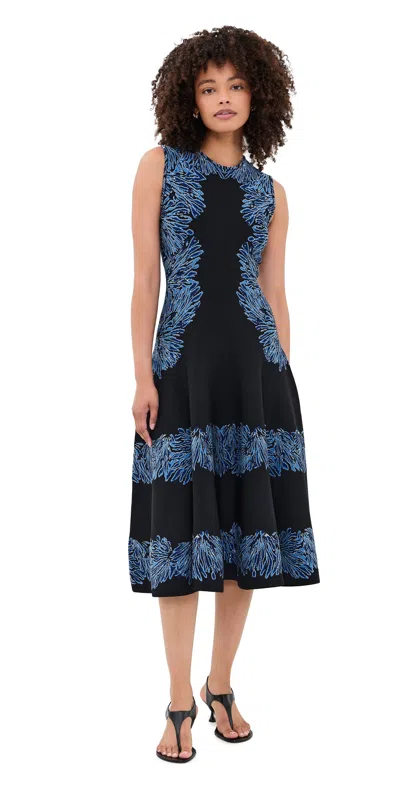Ulla Johnson Iona Sleeveless Jacquard Knit Midi Dress In Black