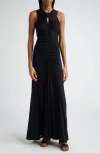 Ulla Johnson Isabel Ruched Sleeveless Maxi Dress In Noir