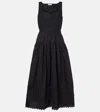 Ulla Johnson Isadora Tiered Lace-trimmed Cotton-poplin Midi Dress In Black