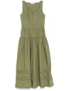 Ulla Johnson Isadora Ruched Lace-inset Sweetheart Maxi Dress In Green