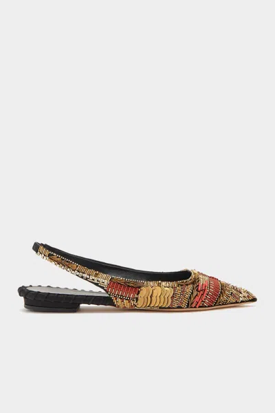Ulla Johnson Isadora Embellished Sling Back Flat In Solar In Yellow