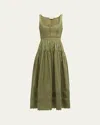 Ulla Johnson Isadora Ruched Lace-inset Sweetheart Maxi Dress In Lichen