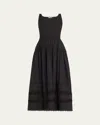 Ulla Johnson Isadora Tiered Lace-trimmed Cotton-poplin Midi Dress In Noir