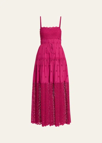 Ulla Johnson Isadore Eyelet A-line Maxi Dress In Ruby