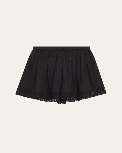 Ulla Johnson Isla Crochet-trim Shorts In Noir