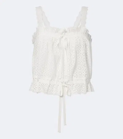 Ulla Johnson Isola Broderie Anglaise Cotton Top In White