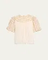 Ulla Johnson Isolda Short-sleeve Silk Blouse In White