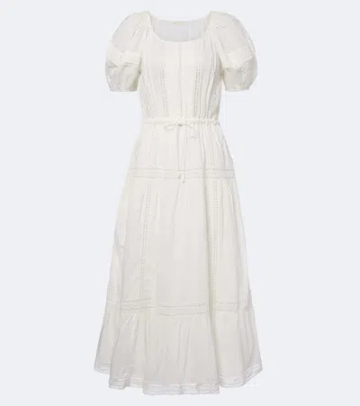 Ulla Johnson Isolde Embroidered Tiered Cotton Midi Dress In White