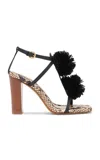 Ulla Johnson Isolde Python-effect Leather Pom Pom Sandals