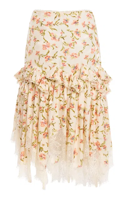 Ulla Johnson Isolina Silk Midi Ruffle Skirt In Multi