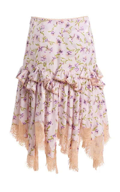 Ulla Johnson Isolina Silk Midi Ruffle Skirt In Purple