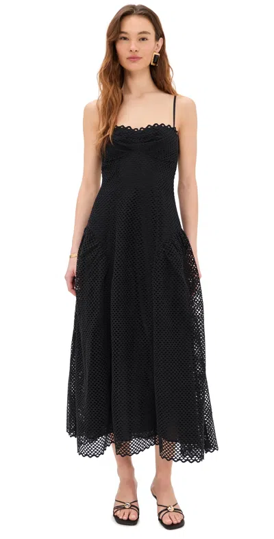 Ulla Johnson Isotta Eyelet Cotton Dress Noir In Black