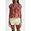 Ulla Johnson Issa Mixed Print Cotton Blend Top In Odessa