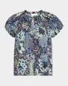 Ulla Johnson Issa Mixed Print Cotton Blend Top In Multi