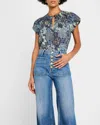 Ulla Johnson Issa Mixed Print Cotton Blend Top In Multi