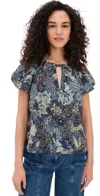 Ulla Johnson Issa Mixed Print Cotton Blend Top In Multi