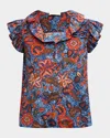 Ulla Johnson Ivette Ruffled Silk Shirt In Clematis