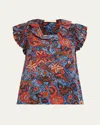 Ulla Johnson Ivette Ruffled Silk Shirt In Clematis