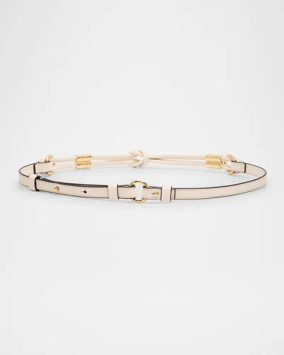 Ulla Johnson Ivy Knotted Rope Leather Skinny Belt In Cowrie