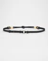 Ulla Johnson Ivy Knotted Rope Leather Skinny Belt In Noir