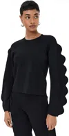 Ulla Johnson Ivy Scalloped Milano Knit Sweater In Noir