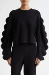 Ulla Johnson Ivy Scalloped Milano Knit Sweater In Noir