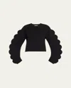 Ulla Johnson Ivy Scalloped Milano Knit Sweater In Noir