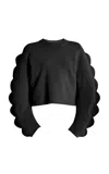 Ulla Johnson Ivy Scalloped Milano Knit Sweater In Black