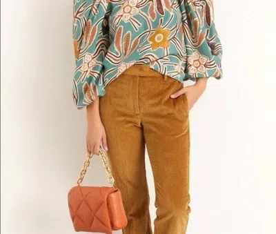 Ulla Johnson Jamilah Floral Blouse In Teal Blue