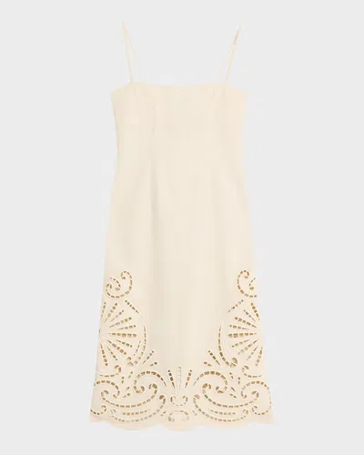 Ulla Johnson Jane Eyelet Denim Midi Dress In Neutral