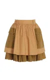 Ulla Johnson Jaqueline Pleated Cotton Mini Skirt In Sahara