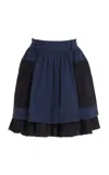 Ulla Johnson Jaqueline Pleated Cotton Mini Skirt In Navy