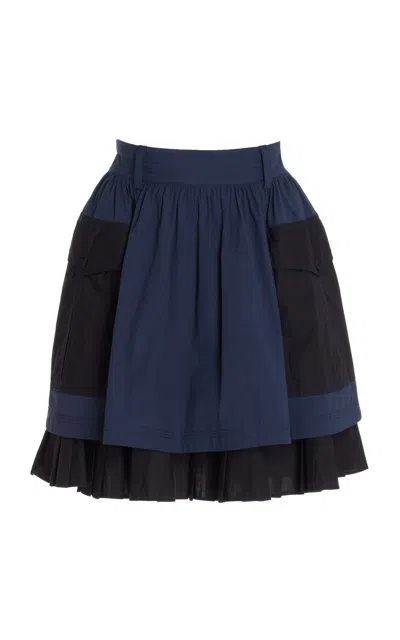 Ulla Johnson Jaqueline Pleated Cotton Mini Skirt In Navy