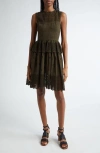 Ulla Johnson Jessa Tiered Broderie Anglaise Cotton Mini Dress In Militaire